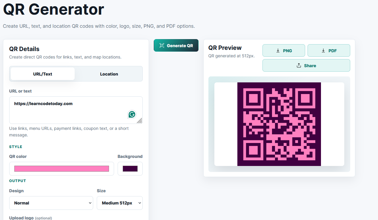Free QR Generator screenshot