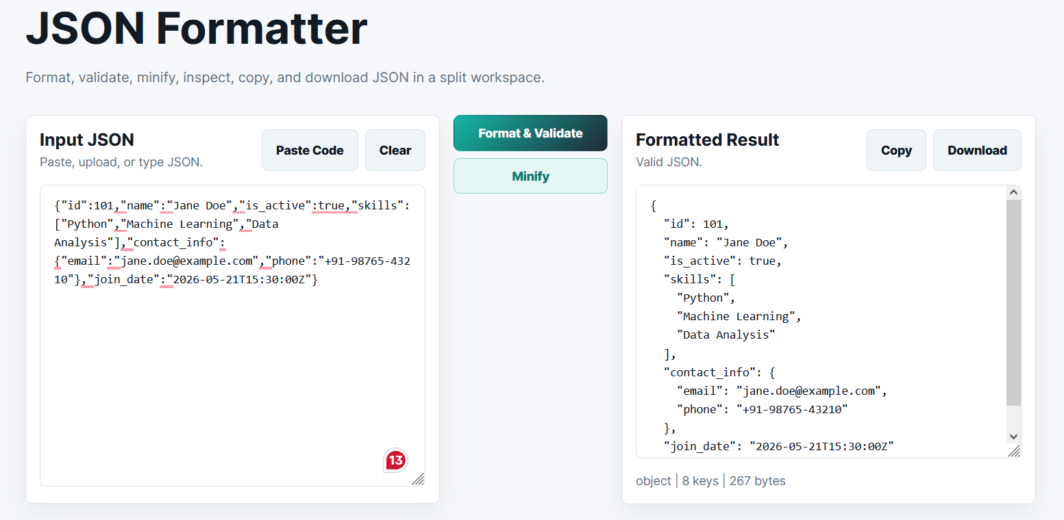Free JSON Formatter screenshot